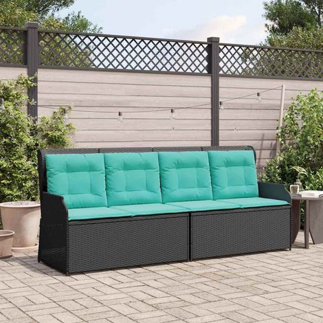 Banc de jardin inclinable en polyrotin noir, 2 places, 110 x 67 x 95 cm - PANGIVO (1/5)
