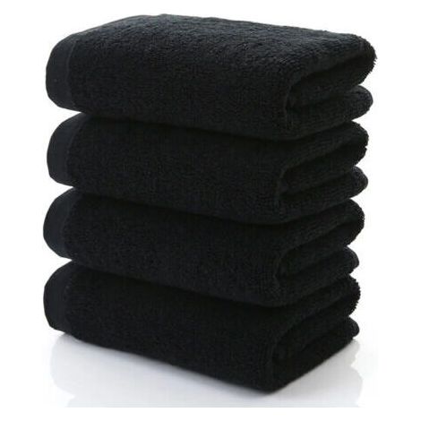 FENOPLASTICAGrande serviette de bain en pur coton - séchage rapide, douce et luxueuse, noire, idéale pour se sécher les mains et le corps. (1/5)