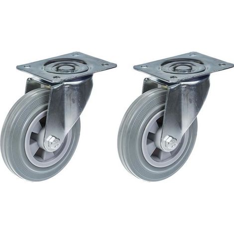 Drehrolle - 160 mm - Grauer Gummi - Set von 2 - Tragfähigkeit 135 kg