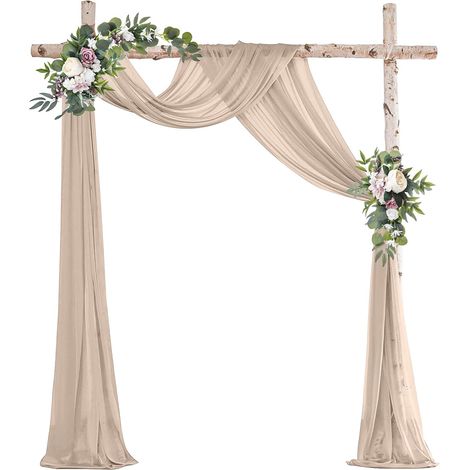 1 Rideau en tulle, 75x600cm, mousseline de soie, infroissable, lavable, pour mariage, fête, photographie (1/5)