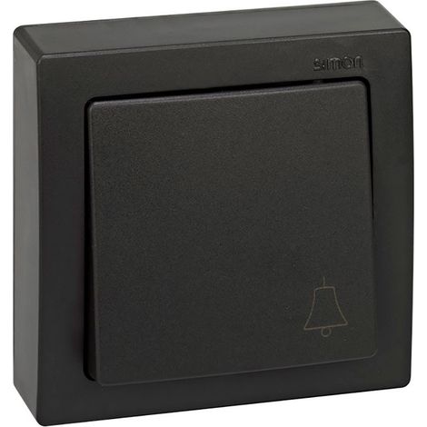Pulsador superficie, 10ax 250v, ip20, serie simon73 loft, campana grabada, grafito, retractilado