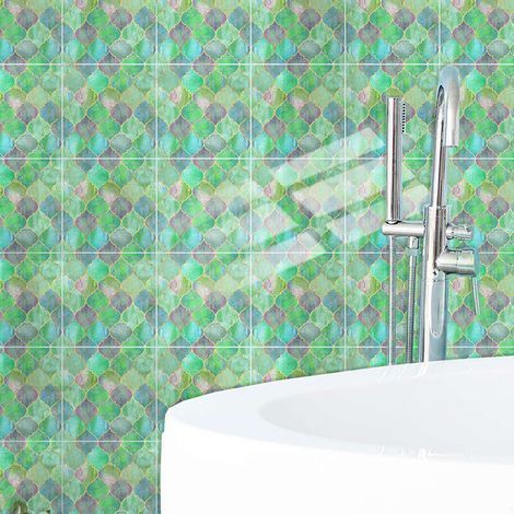 6 pieces fish scale wall tiles (15 x 15 cm) - Self-adhesive tiles for kitchen, living room, bathroom and interior decoration. PVC (1/5)