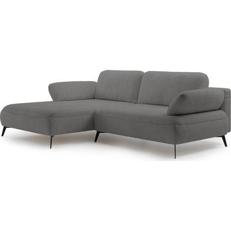 Selsey Avolla – Ecksofa mit Schlaffunktion, Bettkasten und hydrophober Chenille, linksseitig, Grau