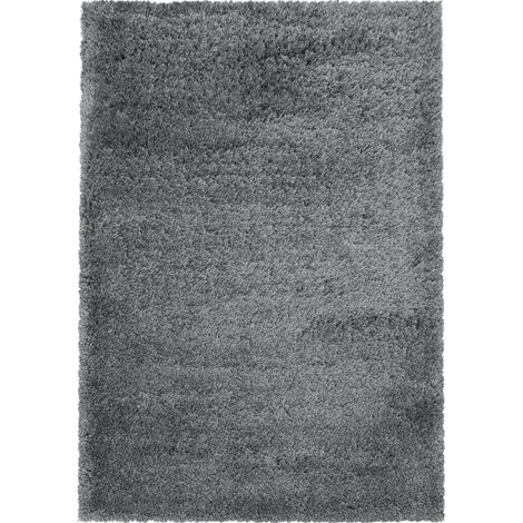 Tapis longs poils shaggy 60x110 gris tissé rectangle motif uni UNI B (1/5)