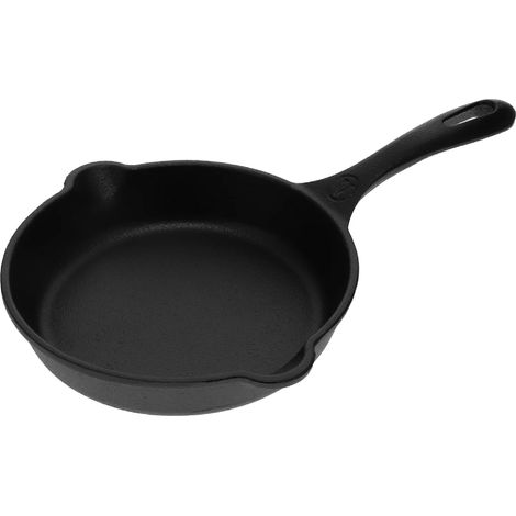 Victoria 35969 Poêle en Fonte Naturelle Induction 16,5cm, Convient pour le Feu, Barbecue, Four Noir (1/5)