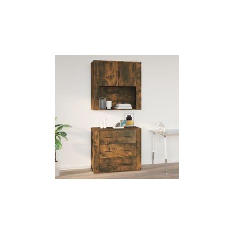 Armoire murale Chêne fumé 80x33x80 Bois d'ingénierie (1/5)