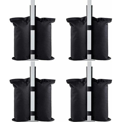 Set mit 4 beschwerten Sandsäcken in Industriequalität, Sandgewichte für Pavillons, Sandsäcke für Pavillons, Zelte und Terrassenschirme, Fußgewichte für Markisen, Sonnenschirme, Schwarz