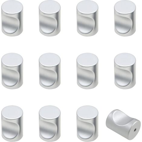 Poignées cylindriques pour meubles, armoires, caves à vin, etc. - lot de 12, argentées, 17 x 21 mm (1/5)