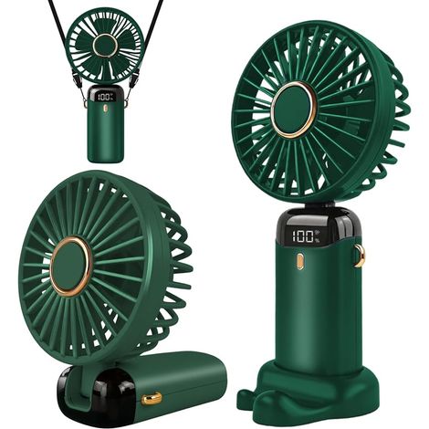 Jsdoin USB-wiederaufladbarer tragbarer Ventilator mit 5 Geschwindigkeitsstufen, faltbarer Mini-Tischventilator mit LED-Anzeige für Zuhause, Büro, Schlafzimmer, Outdoor und Reisen (Grün) (1/5)