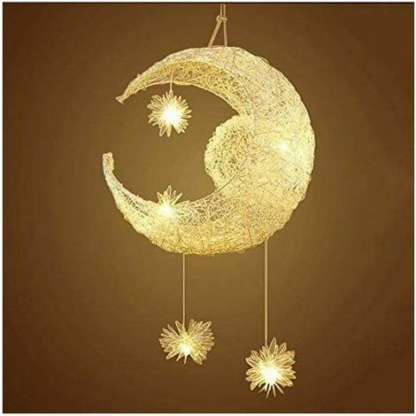 Lustre Suspension Industrielle Lune Étoiles LED Plafonnier Luminaire aluminium Chambre Enfants (Blanc chaud) BLOW (1/5)