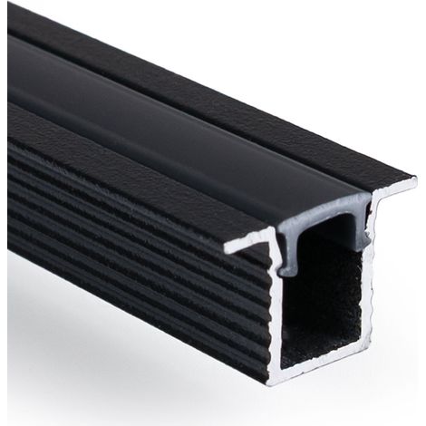 Perfil Tira LED Empotrable Con Difusor - Kit Completo - 9x7mm - - Negro (1/3)
