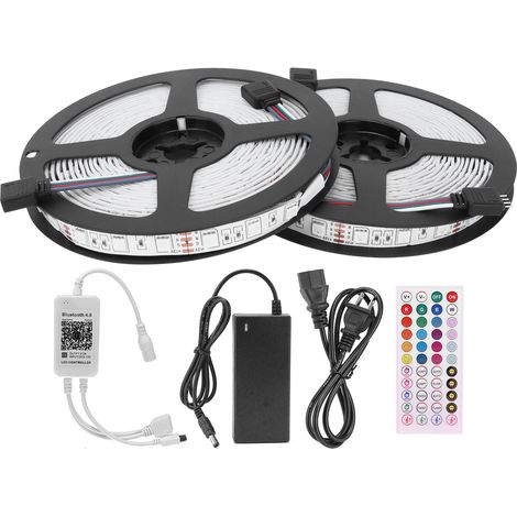 Ruban LED Bluetooth 12V SMD5050 RGB dimmable, bande lumineuse décorative pour fête et maison, 100-240V US