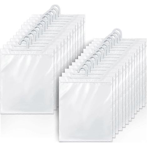 Lot de 24 sacs de rangement suspendus, grands crochets, sacs en plastique transparent de 25 x 32 cm (10 x 12,5 pouces) pour salles de classe, bibliothèques et pharmacies jkw (1/5)