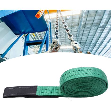 Élingue de levage plate en polyester à double boucle verte 2T 6M pour grues industrielles (1/5)
