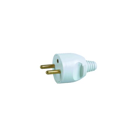 fiche male 16a 2p+t en plastique couleur blanc