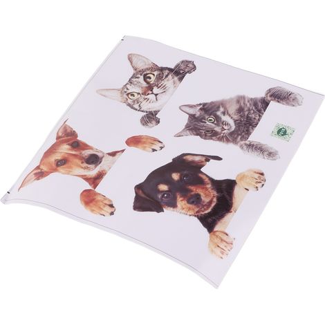 Stickers muraux créatifs pour chambre à coucher, autocollants muraux amovibles pour chats et chiens de dessin animé (1/5)