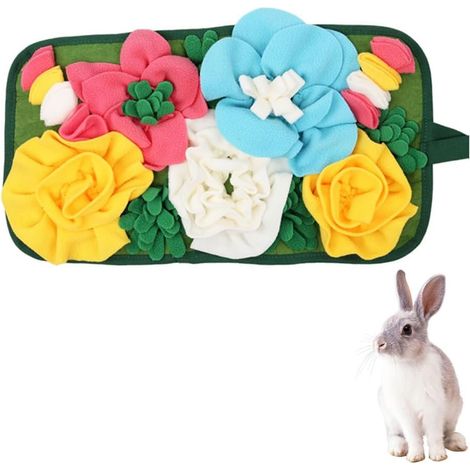 Rabbit Food Finder Mat, Pet Mat, Fun Interactive Feeding Toys with Hanging Rope for Rabbits, Hamsters, Hedgehogs and Guinea Pigs (1/5)