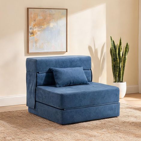 Canapé convertible pliable bleu 210 x 80 x 15 cm (1/5)