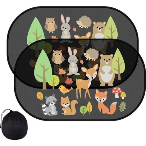 Pare-Soleil Voiture - 47x32 cm - Nylon Électrostatique - Protection UV - Motif Animaux - 1 Pièce
