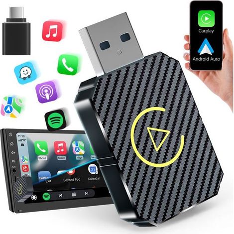 Adaptateur CarPlay sans fil pour iPhone, compatible avec les voitures à partir de 2016 et les iPhone iOS 10 et versions ultérieures (1/5)