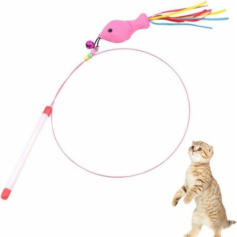 SHINING HOUSE Katze Fische Haustiere Stahldraht Glocke Perlen Training Necken Interaktives Spielzeug Kätzchen Chaser für Übungsspielspaß (1/3)