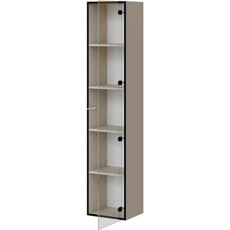 Roburent Vitrine, Ausstellungsschrank 4 Regale, 1 Tür, 5 Fächer, 35x32x168h cm Beige