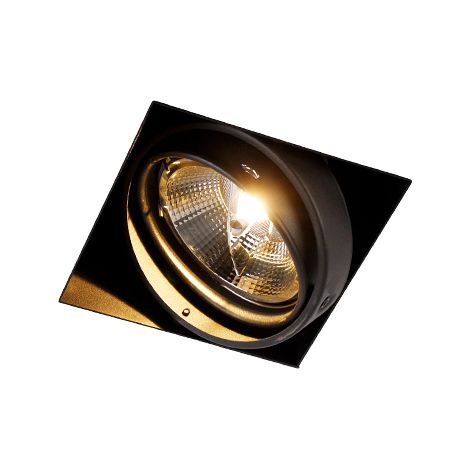 QAZQA + Moderno Foco empotrable negro GU10 AR111 sin marco - Oneon Acero Cuadrada Adecuado para LED Max. 1 x 50 Watt