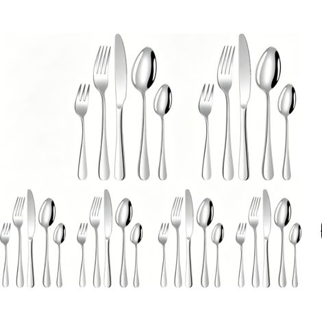 Fourchette En Acier Inoxydable - Design Ergonomique Et Poli - Pour Maison Restaurant Hotel - Lot De 16 Pieces (1/5)
