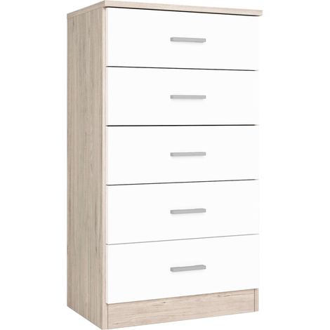 Sinfonier Couple 5 cajones cajonera dormitorio sahara blanco mate 50x90x33cm