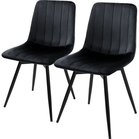 ML-Design Esszimmerstühle 2er Set drehbar, Küchenstühle gepolstert aus Samt, Essstühle mit Rückenlehne, Stahlbeine, Polsterstuhl modern, 360° Drehstuhl, Stühle für Wohnzimmer Küche Esszimmer, Schwarz (1/5)
