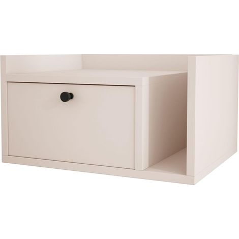 Comodino con cassetto e maniglia dorata, cachemire, 50 x 35 x 27 cm, lato sinistro (1/5)