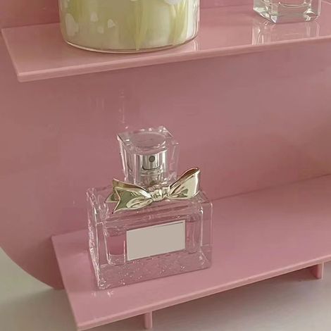 Bohnenförmiges Acryl-Schreibtischregal, Aufbewahrung und Präsentation von Aromatherapieprodukten und Weihnachtskosmetik, schicke koreanische Dekoration, kleine rosa Größe. (1/4)
