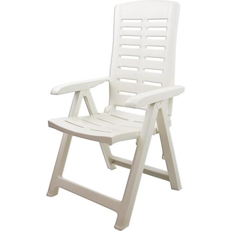 TrAdE Shop Traesio - Poltrona Pieghevole Da Giardino Con Schenale Regolabile Comodi Braccioli Bianca 008939 - (1/5)