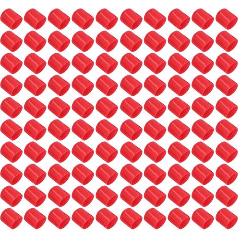 100 Capuchons de Protection PVC Ronds Souples Ignifuges pour Filetages, Bouchons de Vis Rouges 15mm (1/5)