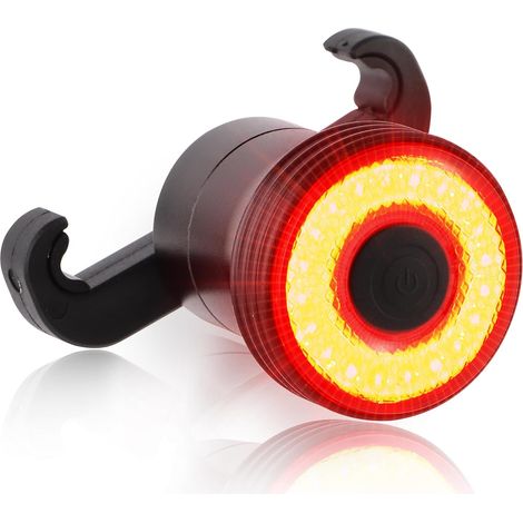 Luz trasera inteligente para bicicleta, detección de freno, encendido y apagado automático, 22 potentes luces LED, 5 modos de iluminación, recargable por USB C, luz trasera de aluminio resistente al a (1/5)