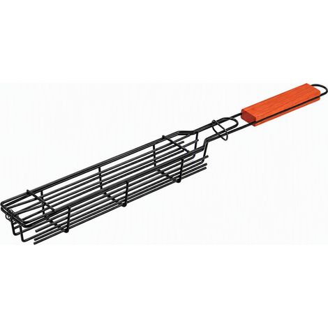 Cage de grillades en acier inoxydable, manche rouge (1/5)