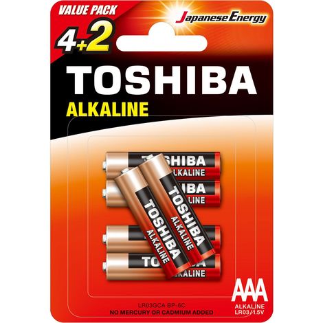 Toshiba Rote Alkaline-Batterien LR03 AAA 6 Stück (1/3)