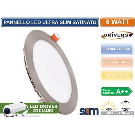 PANNELLO LED SMD ROTONDO 6W DA INCASSO SATINATO ULTRA SLIM COMPLETO DI DRIVER 3000K - 4000K - 6500K - Colore Luce: Bianco Caldo (1/2)