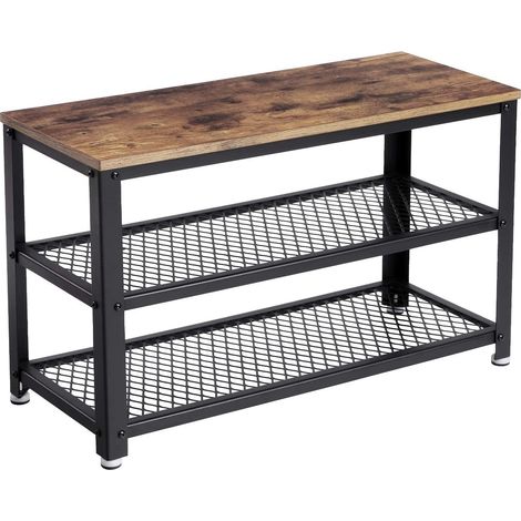 Banco zapatero banqueta puff 73 cm estilo industrial marrón y negro 120000212 (1/4)