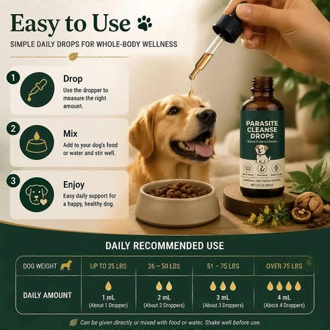 Gouttes antiparasitaires Pawsy pour chiens 60 ml - Formule vétérinaire à base de six plantes naturelles - Complément alimentaire - Soin quotidien (1/4)