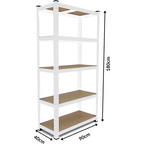 Scaffale a incastro in metallo colorato 5 ripiani CILVANI 180x90x40 - COLORE: BIANCO