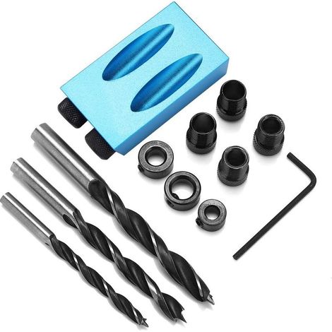 Guide Forage Angle 15° Kit Forage Trou Poche Jeu Guide Perçage Oblique Travail Bois Outil Positionnement Localisation Mèches (1/5)