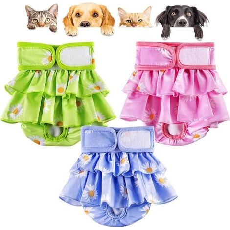 Lot de 3 Couches Lavables pour Chien Femelle en Chaleur - LECOO - Taille M (1/4)