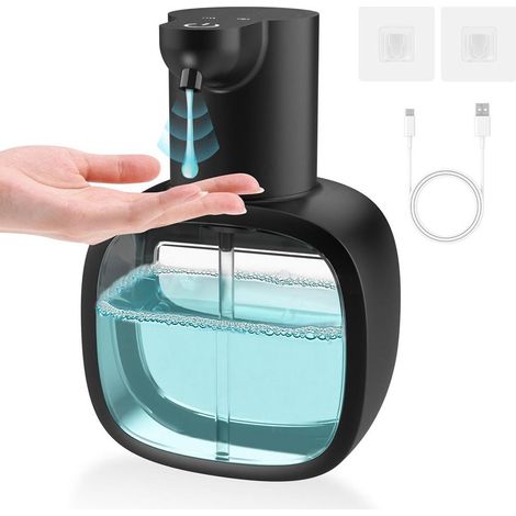 Automatischer Seifenspender, USB-C-Schnittstelle, Wandmontage, 500 ml elektrischer Seifenspender mit Sensor, einstellbare Ausgabemenge, schwarzer Schaumspender, geeignet für Küchen und Badezimmer.
