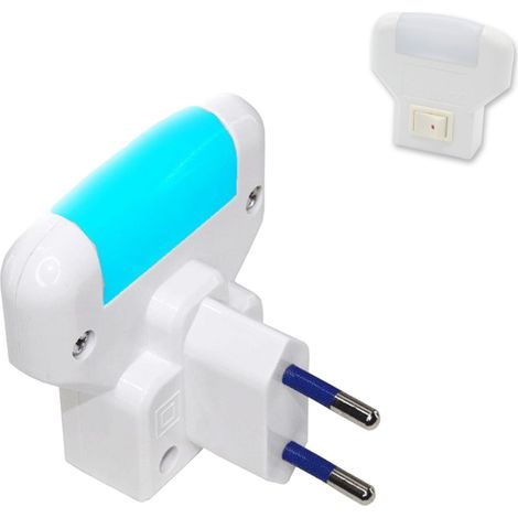 Fishtec – Lot de 2 veilleuses LED douces – Lumière bleue apaisante – Alimentation 220V – Interrupteur ON/OFF – Compactes 60x65mm
