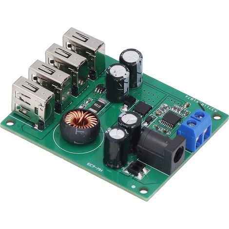 Module de réduction de tension 4 ports USB avec fonction de protection de sortie conception à large plage de tension carte convertisseur pratique et facile à utiliser 5 V/5 A