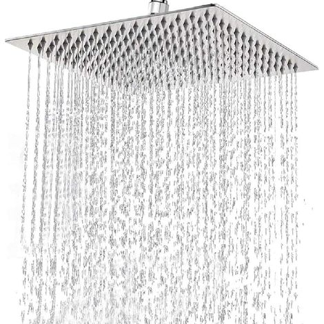 Pommeau de douche à effet pluie, en acier inoxydable, ultra fin, 30 cm, pour robinet de douche (1/5)