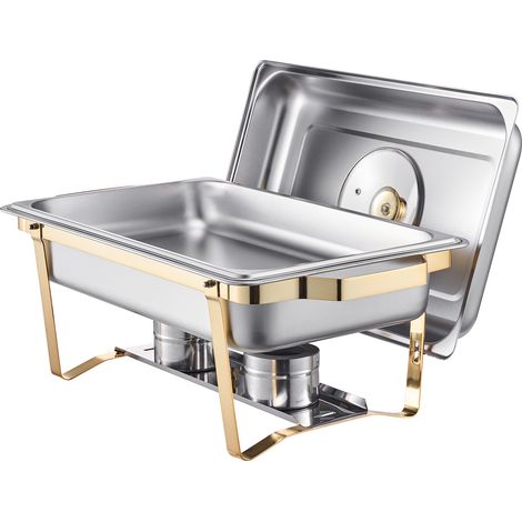 Mophorn Chauffe-Plat Rectangulaire 4 Pièces 7,5 L, Ensemble Buffet avec 4 Bacs Pleine Taille, Réchaud en Acier Inoxydable, Couvercle Transparent, Idéal pour Buffet, Hôtel, Traiteur et Restauration (1/5)