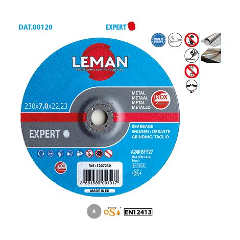 Boite de 10 disques à tronçonner déporté ébarbage Inox Expert ø 125 Alésage 22,23 Ep. 7mm (1/4)