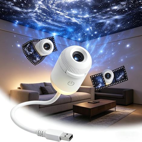 Projecteur de ciel étoilé 2 en 1 - Veilleuse USB à projection de ciel étoilé - Rotation à 360° - Luminosité réglable - Lumière de pièce LED, convient pour voiture, chambre à coucher, décoration de cha (1/5)